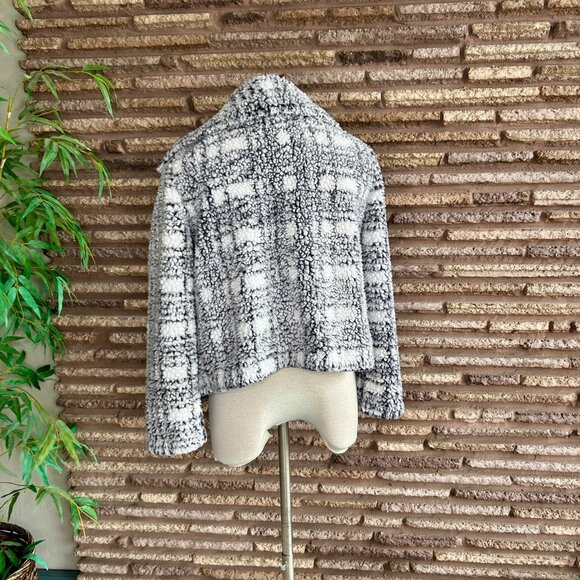 Vince Camuto Plaid Cozy Fleece Open Drape Jacket Size Medium - Picture 5 of 11